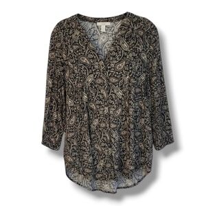 St. John's Bay Women's black paisley button-down Blouse  - medium